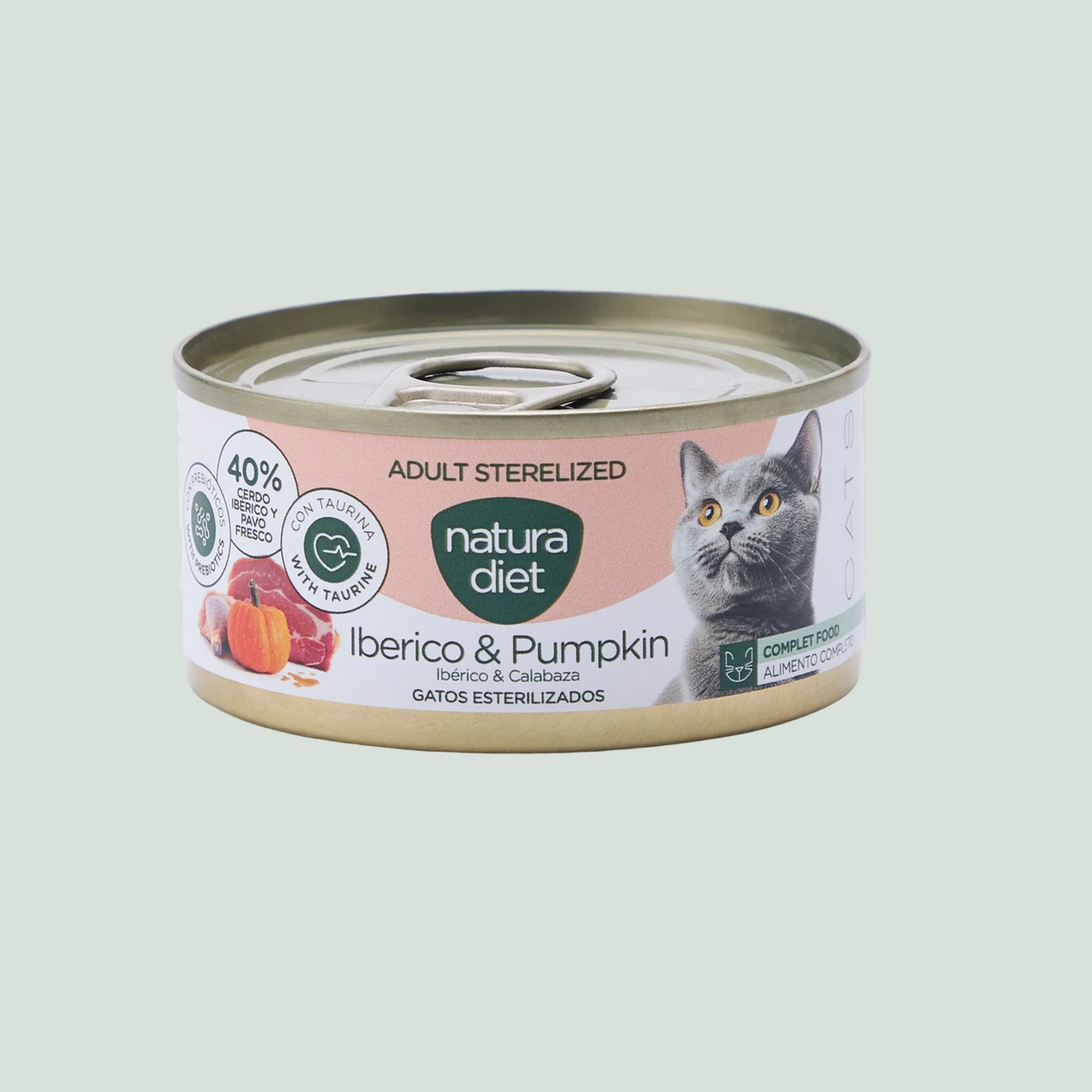 Natura Diet Cat Paté Adult Sterilized Iberico & Pumpkin 85g x 24 uds