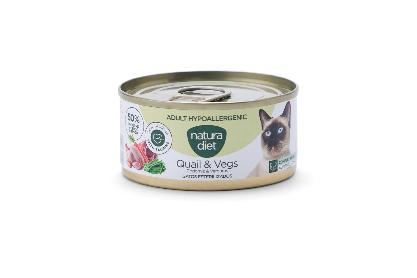 Natura Diet Cat Paté Adult Hypoallergenic Quail & Vegs 85gr x 24 uds