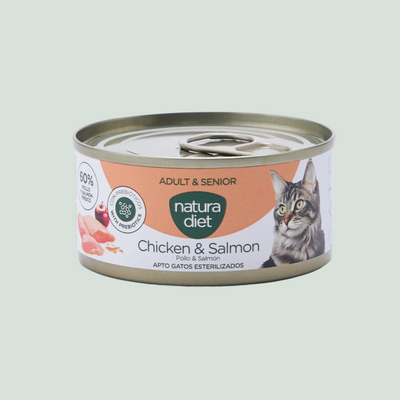 Natura Diet Cat Paté Adult Chicken & Salmon 85g x 24 uds